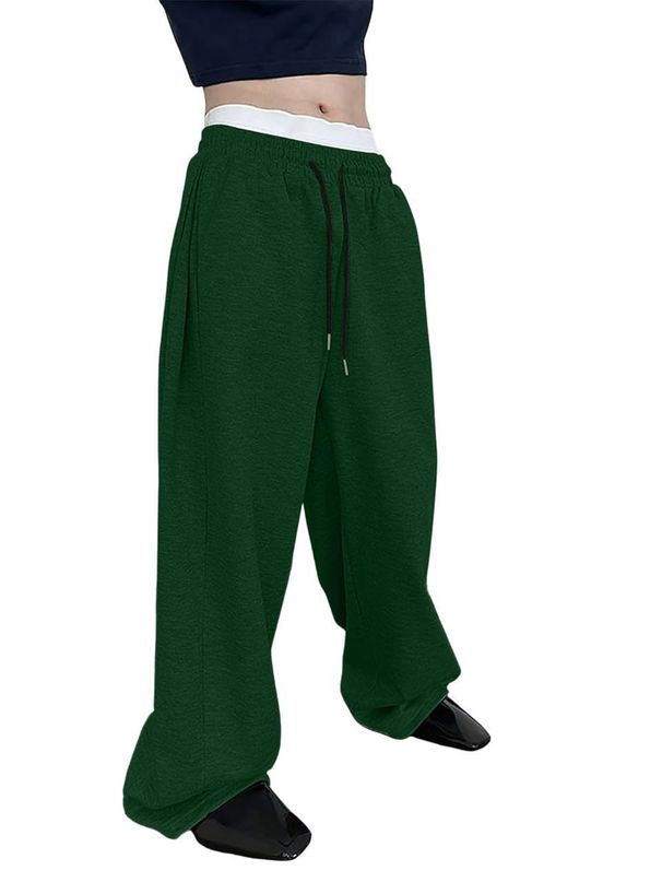 Men's Sweatpants Waist Drawstring Straight Wide Leg Loose Trousers Sports Pants With Pockets_viptrois.com