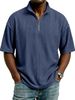 Men's Corduroy Half-Zip Shirt – Stylish Short-Sleeve, Relaxed Fit, Trendy Casual & Smart Look_viptrois.com