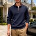 2025 Cross-border Europe, America And Winter Men's Loose And Heavy Composite Stand-up Collar Zipper Casual Commuting Business Plaid Sweater_viptrois.com