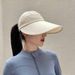 Spring Summer High Ponytail Mid Air Top With Small Face And Large Brim, Cool Feeling, Ice Silk Outdoor Sun Hat_viptrois.com