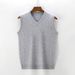 Wool Blend Vest Autumn New Casual V-Neck Solid Color Base Shirt Sweater Men's Clothing_viptrois.com