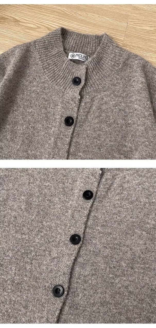 Warm Stand Up Collar Cardigan Sweater Men's Retro Loose Knit Sweater Jacket_viptrois.com