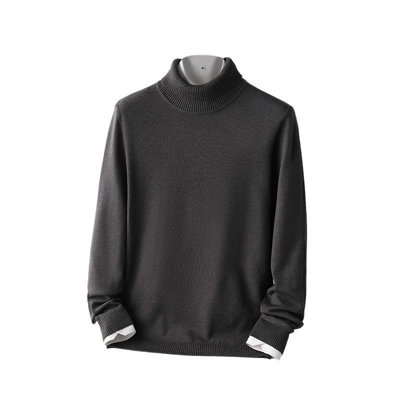 Men's Semi-Turtleneck Sweater, Winter Wool Blend Knit Pullover, Slim Fit Breathable Thermal Top, Stylish Casual Wear_viptrois.com