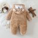 Mother & Kids Soft Fleece Baby Jumpsuit With Adorable Cartoon Prints - Long Sleeve Hooded Romper For Newborn To 12 Months (A-Class Safety Certified)_viptrois.com