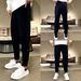 Autumn Men's Sports Casual Slim Fit Patchwork Skinny Pants Fleece Lined Fashion Versatile_viptrois.com
