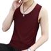 Men's Clothing Vest Men's Summer New Simple Short Sleeved Solid Color Slim Sleeveless Thin Casual T Tops_viptrois.com