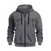 Men's Oversized Hooded Zip-Up Sweatshirt – Streetwear Fleece Jacket With Pockets, Unisex Heavyweight Pullover (S-Xxxl)_viptrois.com