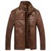 Men’s Faux Leather Jacket – Fleece-Lined Winter Coat With Stand Collar & Zipper Front (S-XXXL, Black/Dark Brown/Tan, Windproof & Lightweight)_viptrois.com