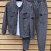 Men's Casual Two-Piece Set – Fleece-Lined Denim Jacket & Jogger Pants (Black/Grey, XL-6XL Sizing)_viptrois.com