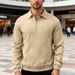 Men's Textured Knit Polo Sweatshirt – Half-Zip Pullover With Jacquard Detailing (6 Colors, Relaxed Fit, Trans-Seasonal Layering Essential)_viptrois.com