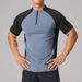 Men's Clothing Running Sports Short Sleeved T Shirt Men's Stand Up Collar Half Zip Solid Color Fitness Clothes Training Stretch Quick Drying Clothes_viptrois.com