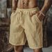 Men's Clothing Cotton And Linen Shorts With Elastic Waist Beach Shorts Casual Sports Men_viptrois.com