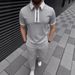Men's Polo Shirt Zipper Casual Short Sleeve Shorts Suit_viptrois.com