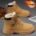 Men's Classic British Style Fleece-Lined Martin Boots - Comfortable Round Toe Casual Shoes For Winter (Khaki, Black, Gray, Green)_viptrois.com