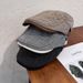Fashion Striped Hat Men Woolen Beret Autumn Winter Warm Casual Forward Duckbill Cap Trendy_viptrois.com