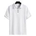 Men's Clothing Summer Polo Shirt T Shirt Simple Solid Color Button Short Sleeved Top_viptrois.com