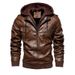 Men's PU Leather Hooded Jacket With Fleece Lining, Slim Fit Winter Coat, Two-Tone Design, Casual Outerwear For Urban Style (S-5XL, Multiple Colors)_viptrois.com
