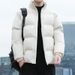 Men's Clothing Jacket With Stand Collar Winter Puffer Jacket, Stand Collar Quilted Coat, Oversized Polyester-Filled Warm Coat For Youth & Students_viptrois.com