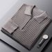1 Autumn Winter Casual Men New Versatile Business Retro Turn-down Collar Sweater Solid Color Zipper Warm Long Sleeve_viptrois.com