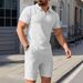 Men's Knitted Short Sleeve Polo & Shorts Set - Summer Sports Casual Outfit With Lapel Collar (2-Piece)_viptrois.com