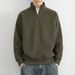 Half-zipper Stand-up Neck Sweater Men's Autumn And Winter Retro Thickened Men's Solid Color Simple Casual Top Jacket Men_viptrois.com