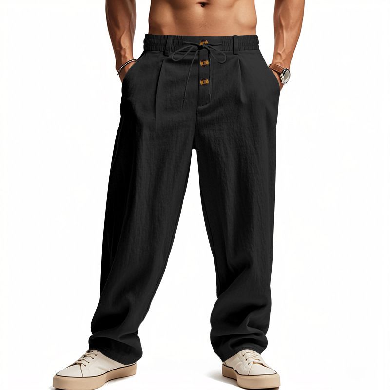 Men's Clothing Spring And Summer New Season Breathable Cotton And Linen Loose Casual Sports Pants_viptrois.com
