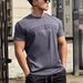 Men's Clothing steel print sports short sleeved men's T shirt with heavy cuffs for running muscle fitness and iron dog brothers brand_viptrois.com