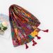 Unisex Bohemian Balinese cotton hemp feel scarf women's ethnic style printed tassel gauze shawl_viptrois.com