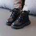 Mother & Kids Winter High-top Children's Martin Boots Boys' Plus Velvet Warm Leather Boots Girls' Cotton Boots Solid Color Simple Children's Shoes_viptrois.com