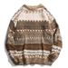 Pure Fair Isle Christmas Sweater For Men Japanese Retro Lazy High-End Thick Vintage Trendy Brand Inner Wear Winter Knitwear_viptrois.com