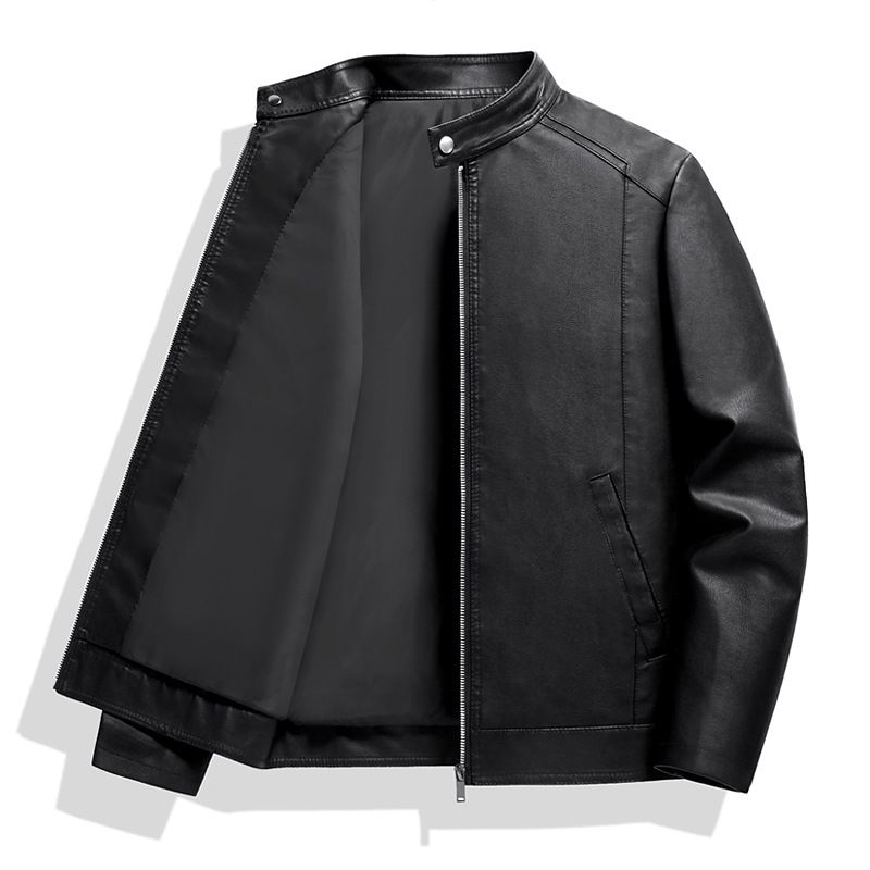 Men's Clothing New Tops Leather Jacket Men's PU Leather Jacket Spring And Autumn Korean Style Trendy Stand Collar Motorcycle Clothes Work Jacket Men_viptrois.com