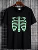 Glow In The Dark Halloween Skeleton Rib Cage T Shirt Versatile Unisex Streetwear Stylish Fashion Comfortable Breathable Stretched Casual Homme_viptrois.com