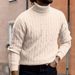 Men's Clothing Retro Cable Knit High Neck Sweater - Warm Winter Wool Pullover For Casual & Stylish Look (White, Black, Wine Red, Navy Blue, Gray)_viptrois.com