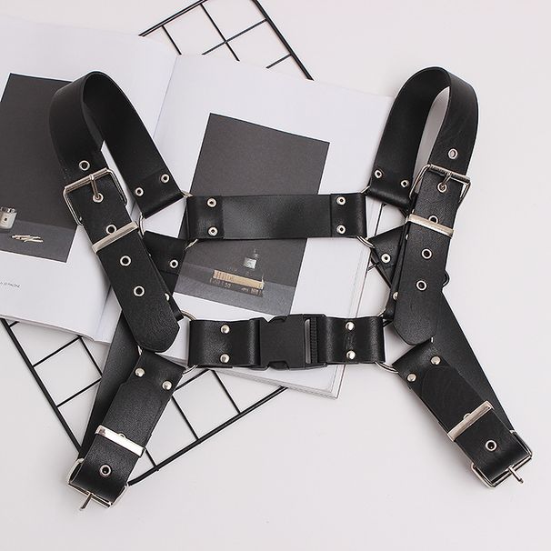 2019 new style European and American style niche design concave shape PU leather buckle outer straps trendy unisex_viptrois.com