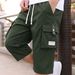 Men's Quick-Dry Cargo Shorts 7 Inch Workwear Style Casual Knee-Length Comfortable Fit with Pockets_viptrois.com