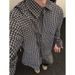 Pulse Pulse Black White Plaid Shirt For Men, Spring And Autumn American Retro Checkered Inner Wear, Long Sleeve Shirt, Cleanfit_viptrois.com