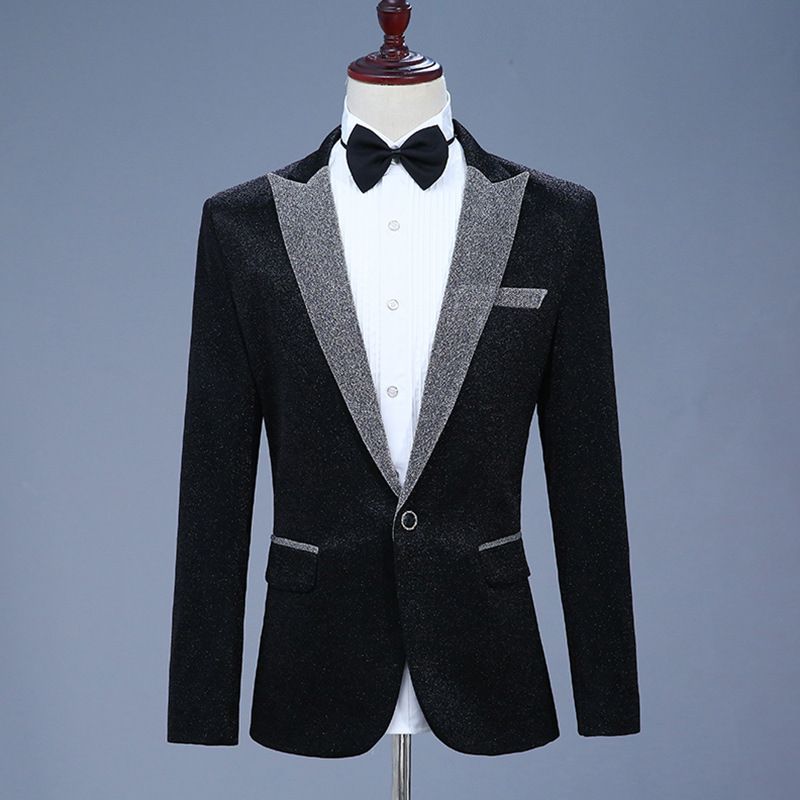 CT Men's Colorful Shiny Sequin Single Singer Stage Long Sleeve Shirt Annual Meeting Performance Suit Set Formal Wear_viptrois.com