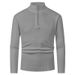 Men's Clothing Stylish Half-Zip Knit Sweater - Autumn & Winter Slim Fit Casual Pullover With Stand Collar (White, Light Gray, Dark Gray, Black)_viptrois.com
