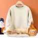 Autumn And Winter New Men's Solid Color Round Neck Lamb Wool Thermal Casual Sweater Men's Jacket_viptrois.com