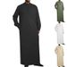 Men's Clothing Simple Long Stand Collar Button Muslim Robe_viptrois.com