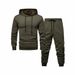 Men's Fleece-Lined Hooded Sweatshirt & Jogger Pants Set - Lightweight, All-Polyester, Streetwear Essentials For Spring & Autumn_viptrois.com