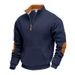 Men’s Half-Zip Fleece Hoodie – Oversized Patchwork Pullover With Stand Collar & Contrast Panels (S-XXXL, Brushed Lining)_viptrois.com