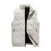 Men's Winter Quilted Vest, Lightweight Warm Work Jacket, Solid Color Stand Collar Sleeveless Coat, Plus Size Padded Vest For Outdoor Activities_viptrois.com
