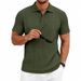 Men's Textured Knit Polo Shirt Short Sleeve, Quick-Dry Moisture-Wicking Golf & Casual Performance Top For Summer_viptrois.com
