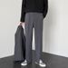 Men's High Street Style Split Hem Dress Pants Fashionable Versatile Straight Leg Floor Length Loose Drape Hong Kong Style_viptrois.com
