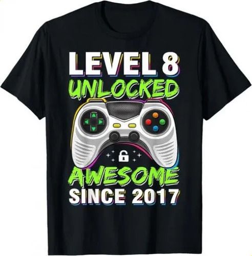 2026 T-shirtlevel 8 Unlocked Awesome Since 2017 8th Birthday Gami_viptrois.com