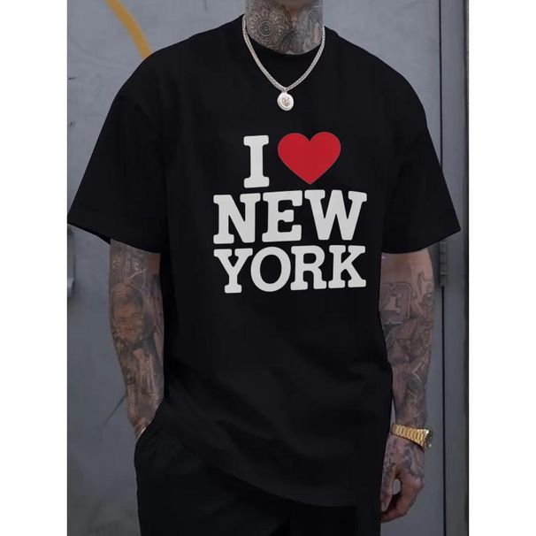 I Love New York Camiseta Unisex Negra Con Diseño Corazón - Ropa Casual De Calle Para Hombres Y Mujeres_viptrois.com