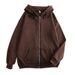 Solid Color Plain Sweatshirt Ins Style Loose Zipper Thickened Hooded Jacket_viptrois.com
