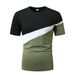 Large Size Fashion Men's T Shirt Colorblock Elastic Casual Fitness Round Neck Short Sleeve Bottoming Shirt_viptrois.com
