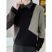 Autumn/Winter Men's Sweater Casual Knitted Sweater Splicing Shirt Collar Thickened Bottom Shirt_viptrois.com